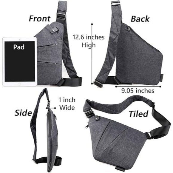 Women Travel Crossbody Purse Oxford Cloth Anti Theft Security Grey - Picture 4 of 7